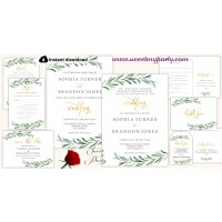 Greenery Wedding Invitation set,Eucalyptus Wedding invitation set, (78)